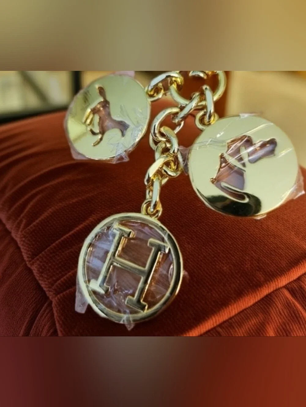 Hermes Gold Medallion Keychain Or Belt loop Charm